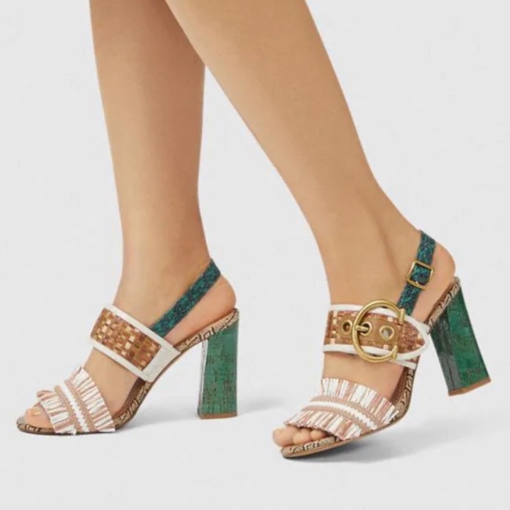 Coach Robin Raffia White and Beige Heel 8